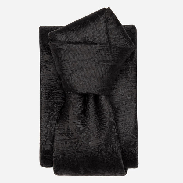 Men's Black Floral Italian Silk Tie
