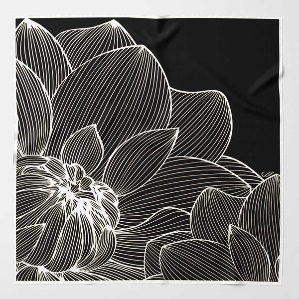 Luxury Italian silk neck scarf lotus flower print
