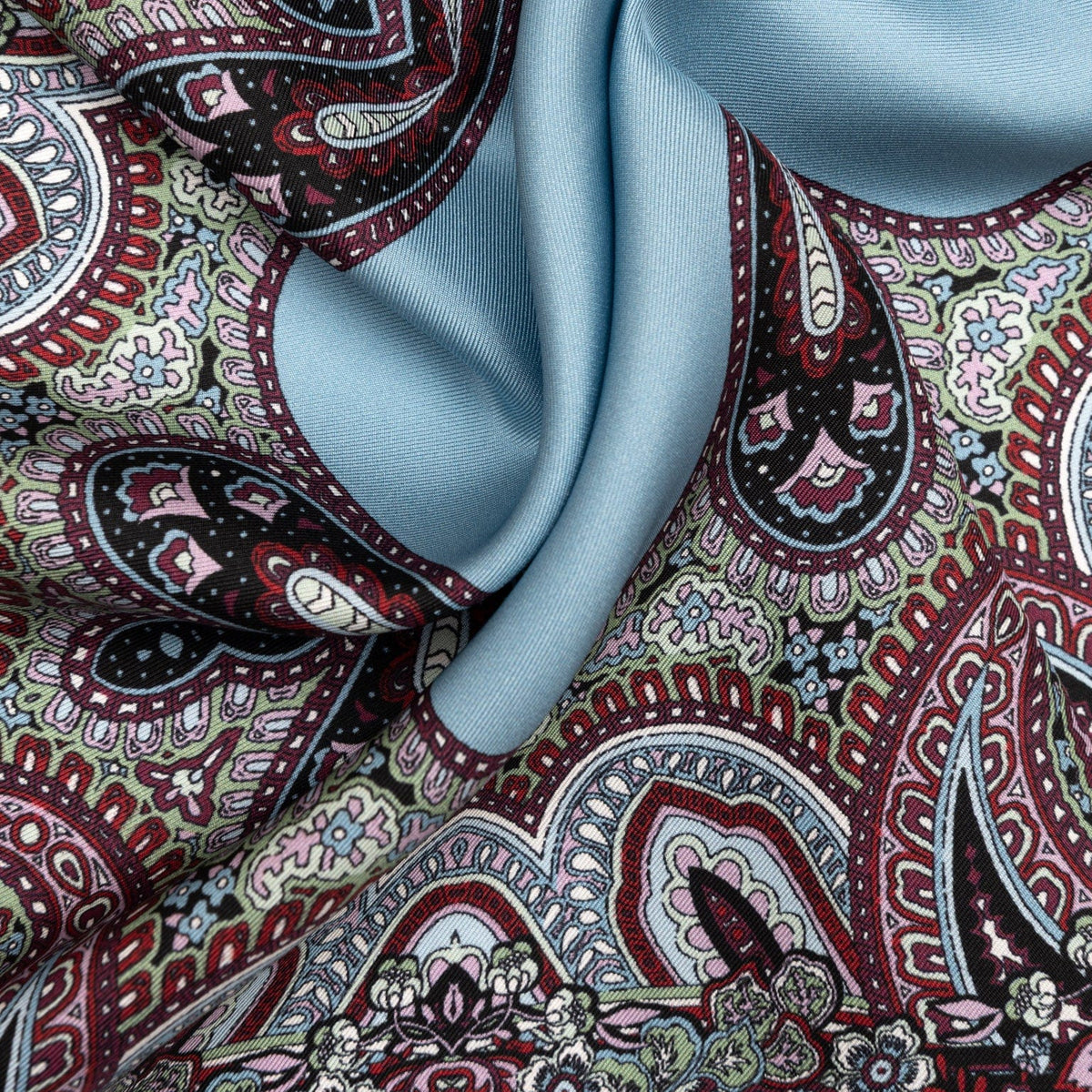 Blue & Burgundy Silk Italian Pocket Square