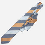 Blue and Copper Striped Italian Silk Tie