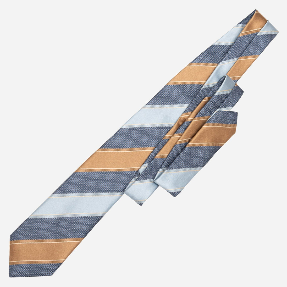 Blue and Copper Striped Italian Silk Tie