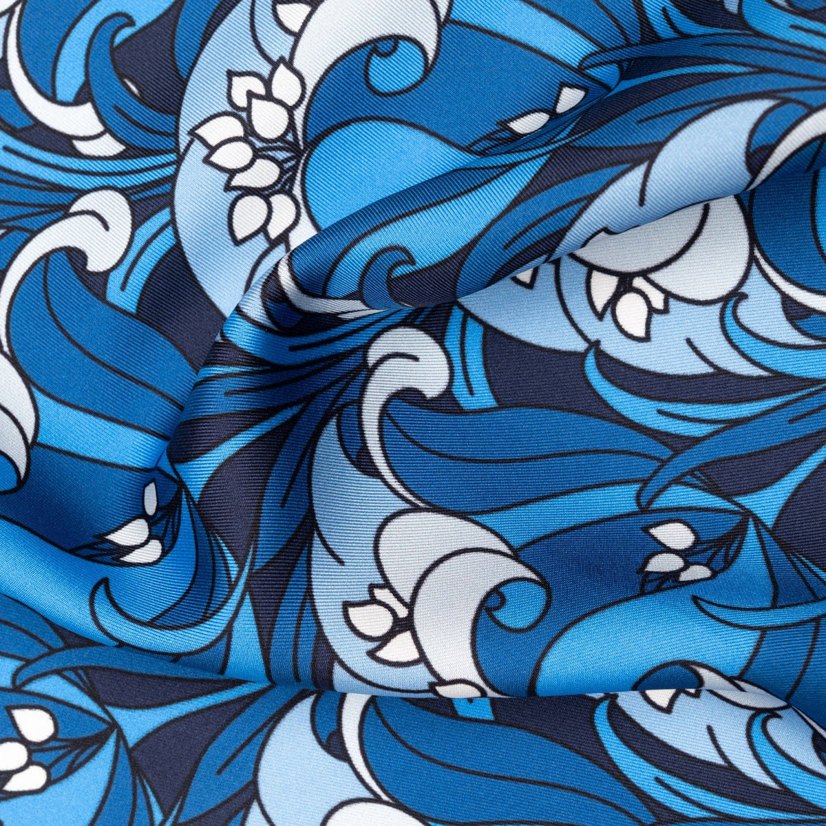 Blue Floral Italian Silk Pocket Square