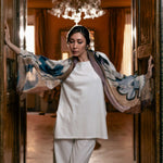 Blue and Lavender Italian Wool Scarf