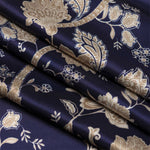 Italian Silk Satin Evening Shawl - Blue & Gold