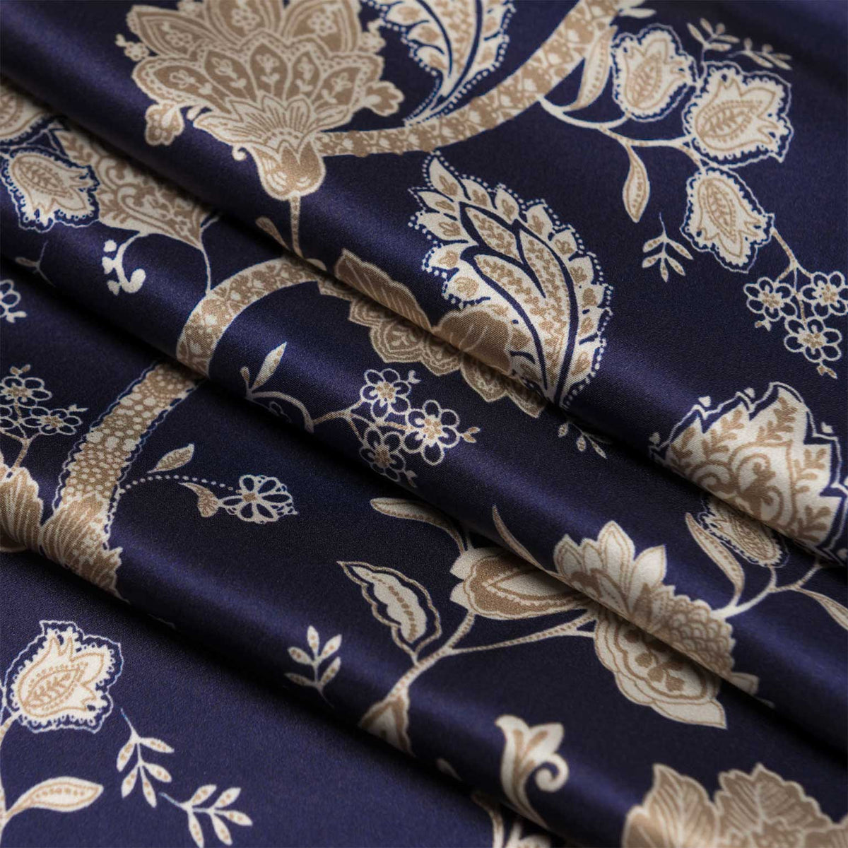 Italian Silk Satin Evening Shawl - Blue & Gold