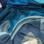Italian Designer Blue Silk Scarf