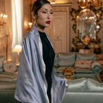 luxury blue silk evening shawl for dresses