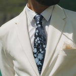 blue floral luxury silk tie