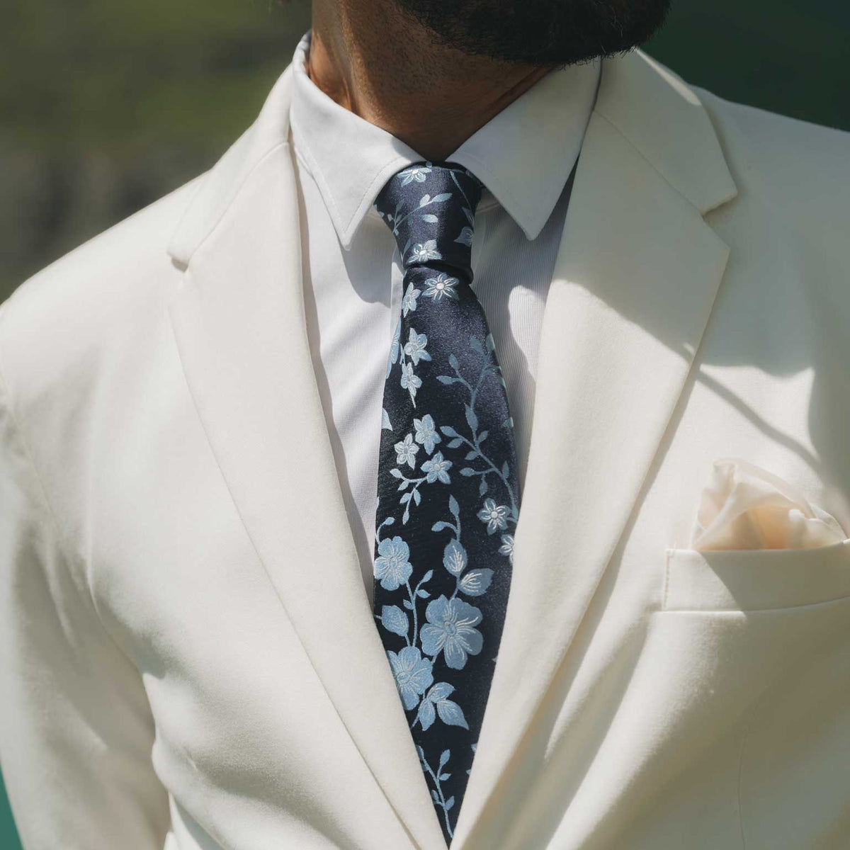 blue floral luxury silk tie