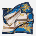 Blue Pocket Watch Design Silk Square Scarf