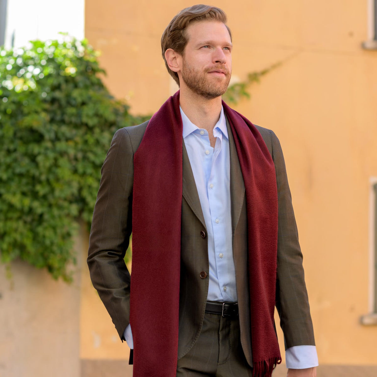 Burgundy Felted Italian Cashmere Scarf