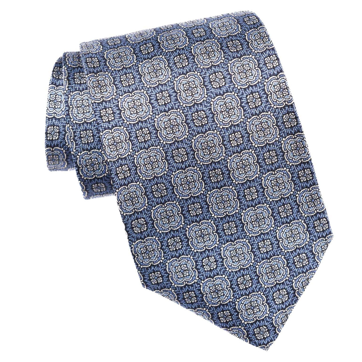 Luxury handmade blue Italian silk necktie
