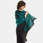 Emerald Green Italian Silk Satin Shawl