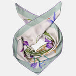 Mint Green Floral Silk Square Scarf