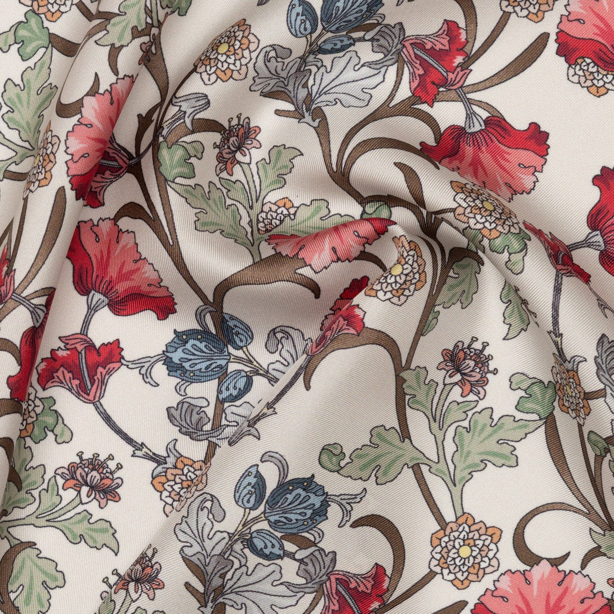 Pink Floral Italian Silk Pocket Square