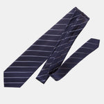 Navy Blue Italian Silk Striped Tie