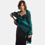 Emerald Green Italian Silk Satin Shawl