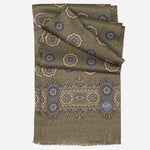 Italian Designer Men's Green Silk Scarf
