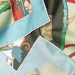 Designer Italian Silk Square Scarf - Green