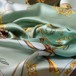 womens luxury green equestrian italian silk scarf