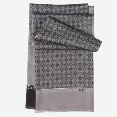 Luxury grey silk dress scarf made in Italy
