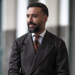 Luxury handmade black floral Italian madder silk tie
