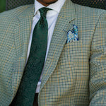 Solid Green Floral Designer Silk Tie