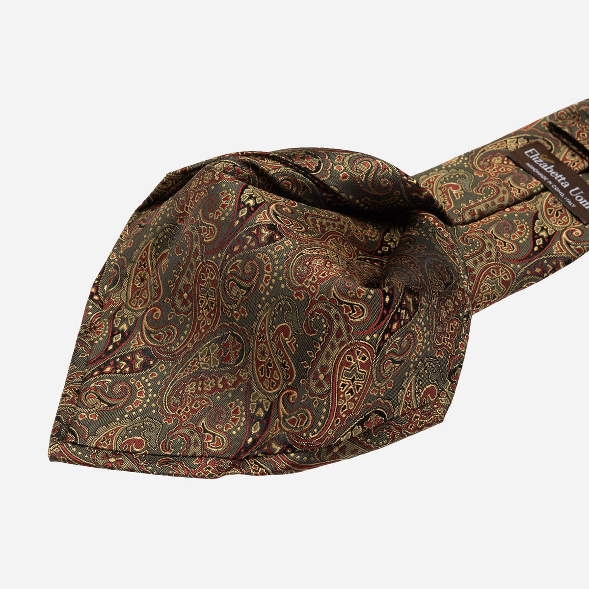 Italian Green Paisley Handmade Silk Tie