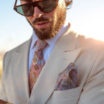 Handmade Pink Floral Italian Silk Tie