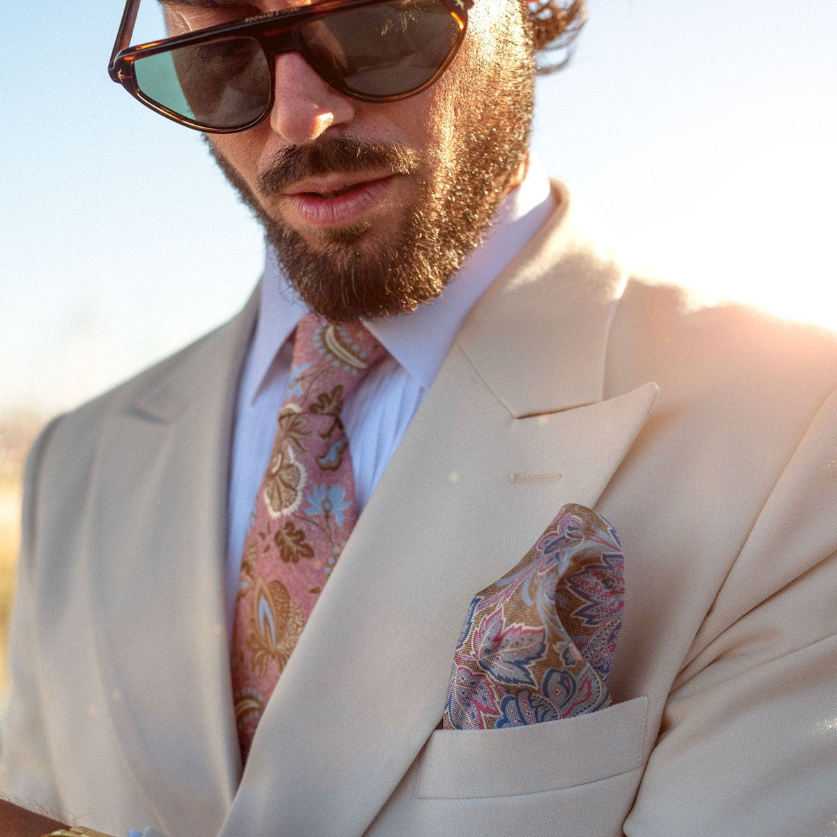 Handmade Pink Floral Italian Silk Tie