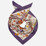 Violet Botanical Print Silk Scarf