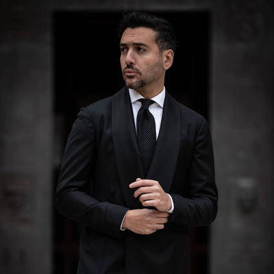 Black Formal Silk Jacquard Tie - Made in Italy