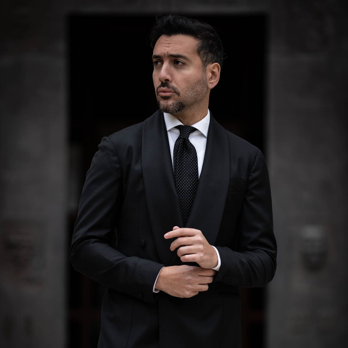 Black Formal Silk Jacquard Tie - Made in Italy