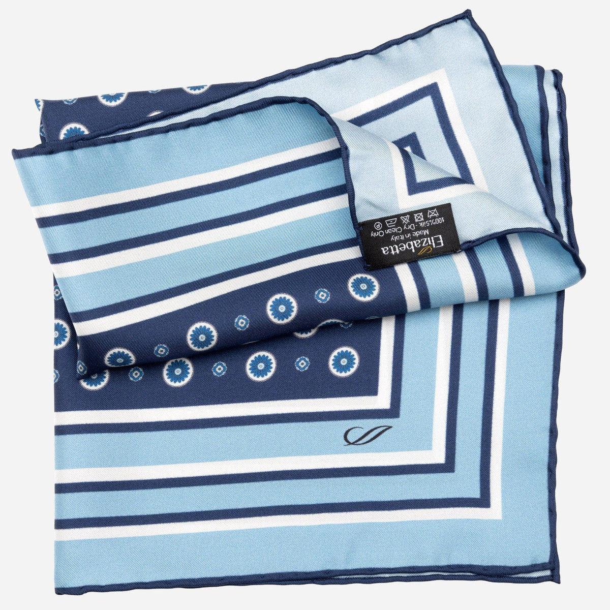Blue Large Silk Italian Pocket Square