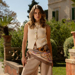 Italian designer silk equestrian square scarf
