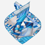 Women's Silk Bandana Geometric Blue
