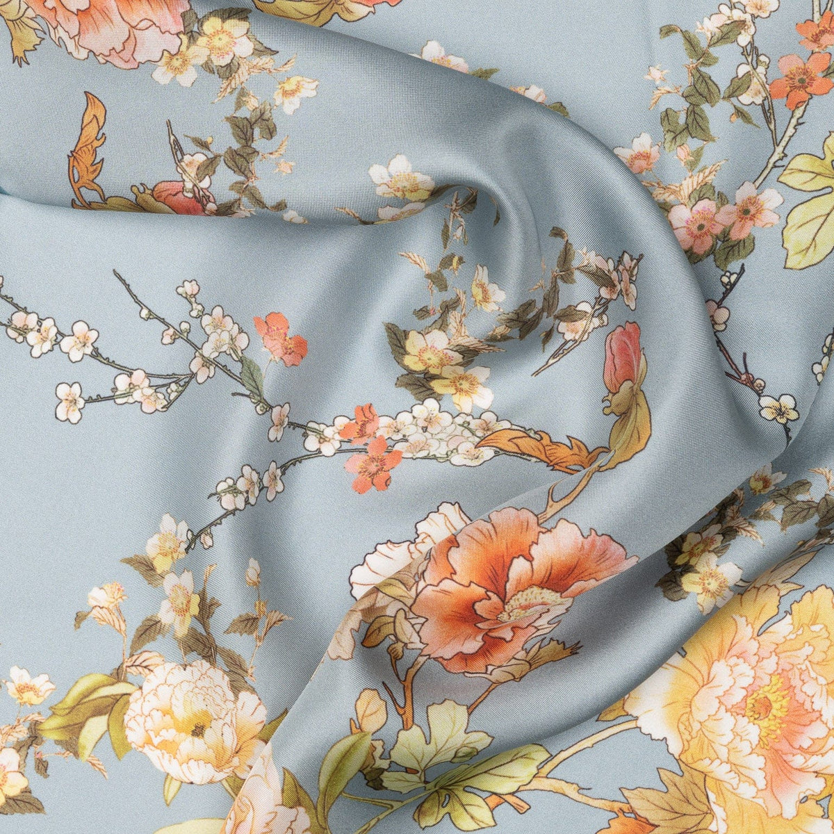 Women's Silk Bandana Floral Powder Blue