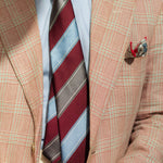 Italian Burgundy Grey and Blue Striped Tie