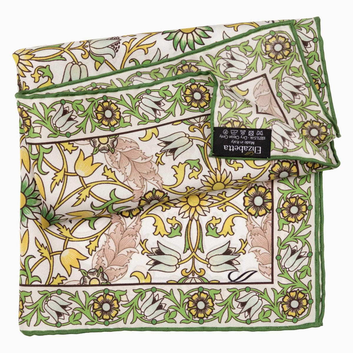 Green & Yellow Silk Italian Pocket Square