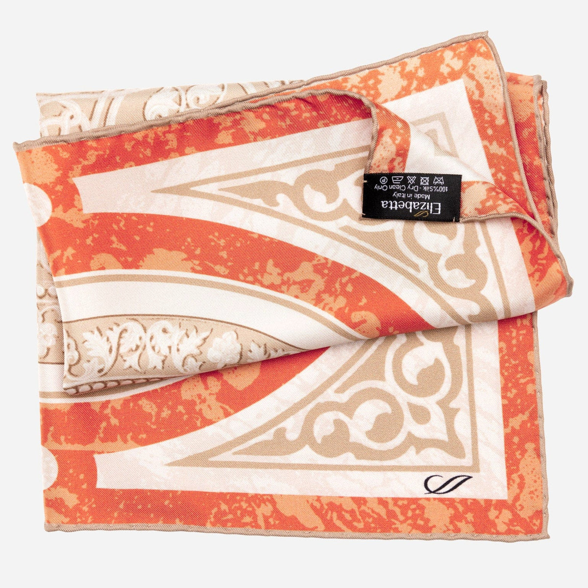 Luxury Orange Silk Italian Pocket Square