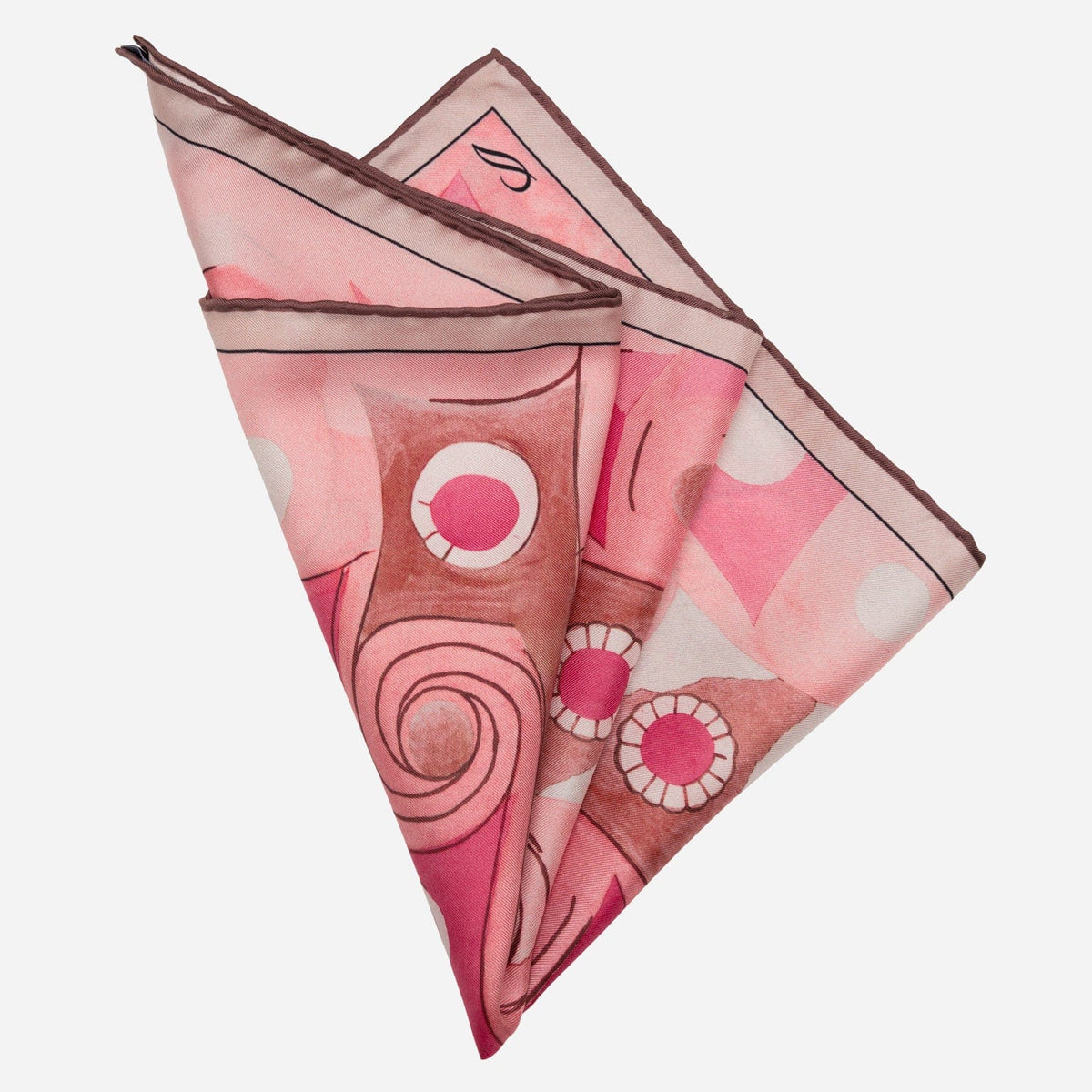 Pink & Brown Silk Italian Pocket Square