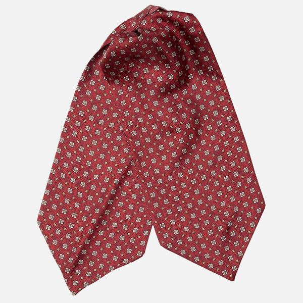 Italian Designer Red Silk Ascot Tie