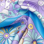 Women's Floral Italian Silk Bandana - Blue