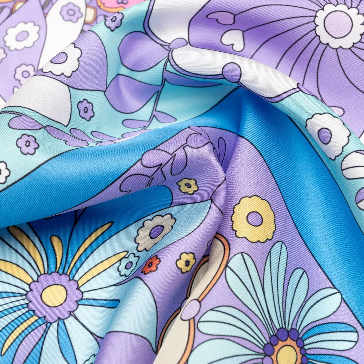 Women's Floral Italian Silk Bandana - Blue
