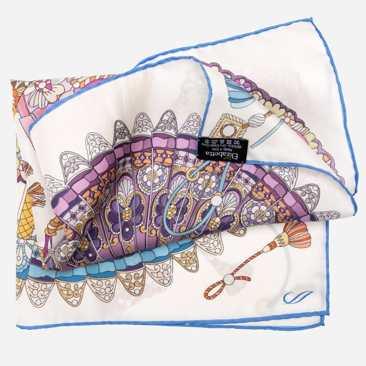 Silk Bandana Scarf with Folding Fan