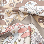 Women's Floral Italian Silk Bandana - Tan