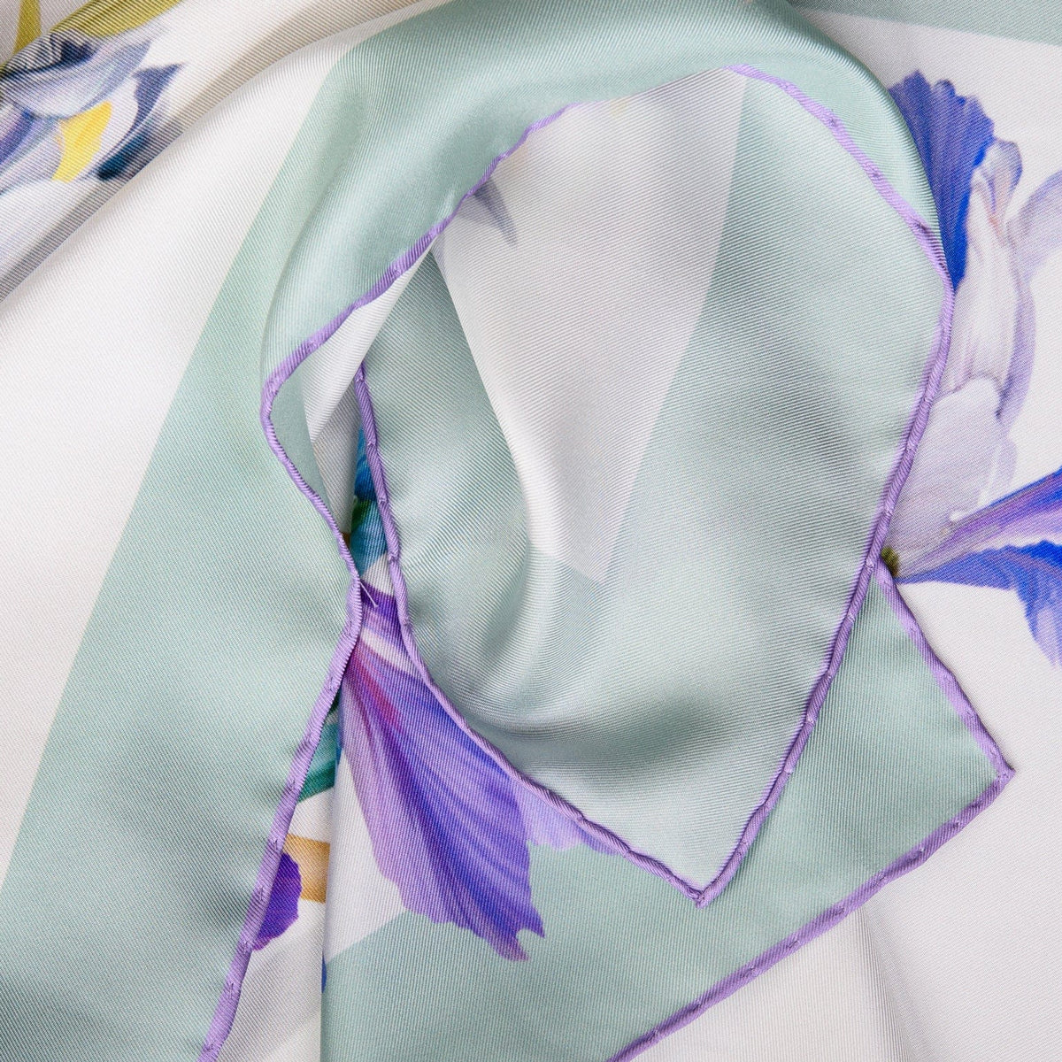 Mint Green Floral Silk Square Scarf