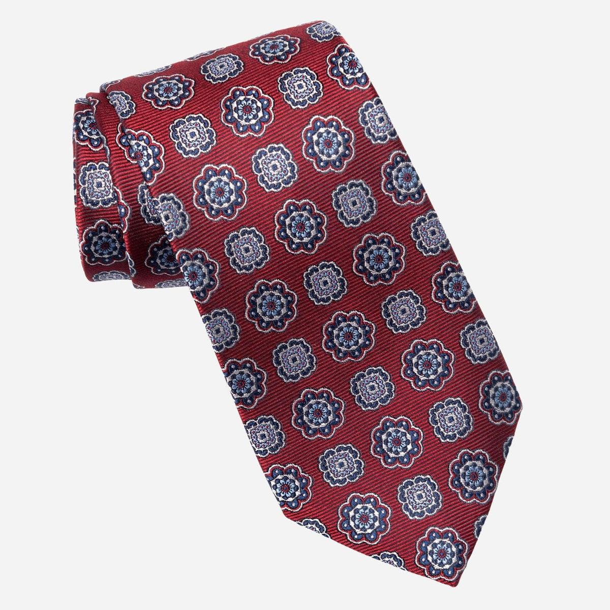 Red Floral Handmade Italian Silk Tie