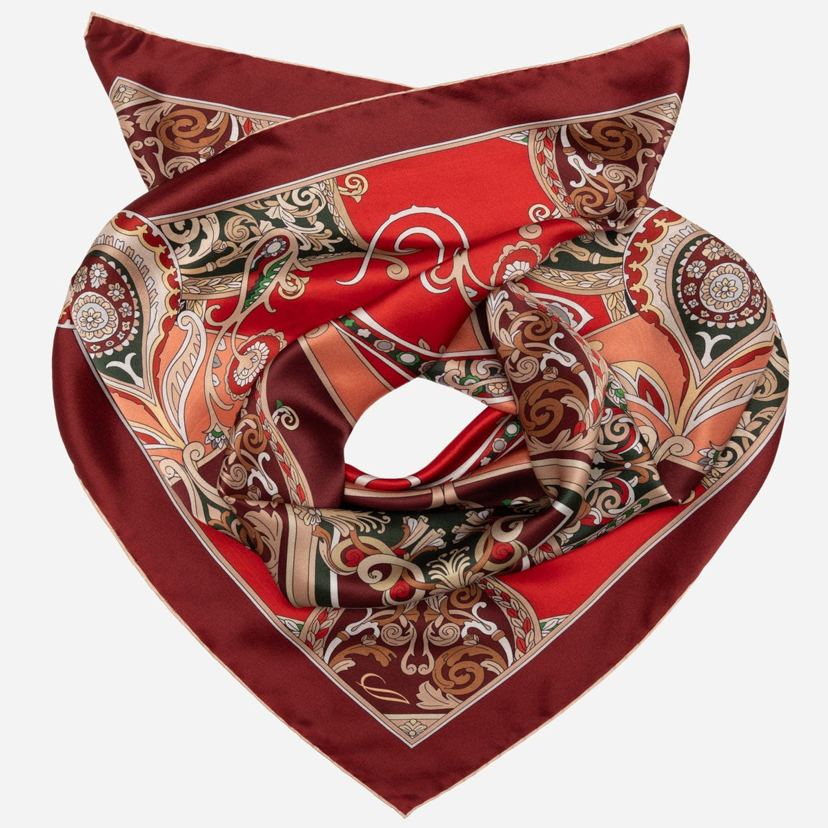 Women's Red Silk Square Scarf