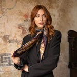 Italian Silk Satin Equestrian Square Scarf - Plum
